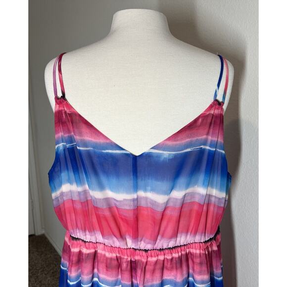 Lane Bryant Maxi Dress Womens Size 18 20 Semi Sheer Lined Pink Blue Beachy Boho - Picture 6 of 12